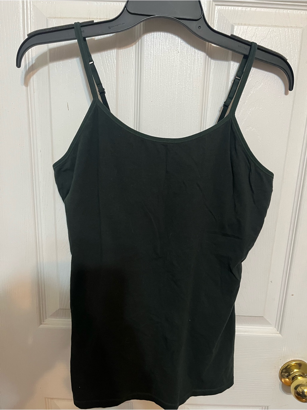 Dark Green Adjustable-Strap Camisole With Shelf Bra
